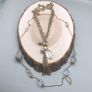 Curated bundle gold tone chain and crystal necklaces Banana Republic